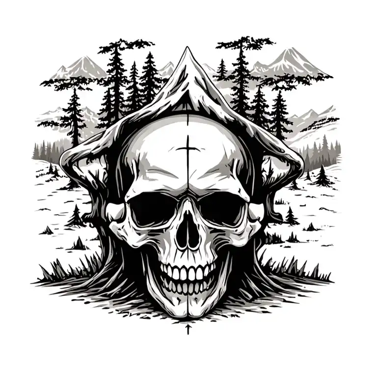 Camping Scene With A Skull