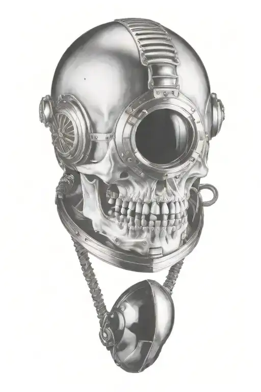 Human Skull Inside Helmet