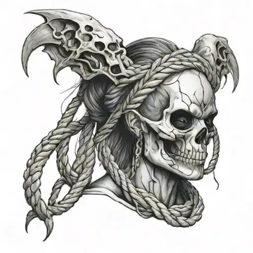 Woman Skull Demon With Rope Around Neck