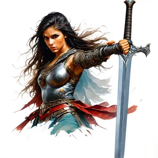 Woman Spartin Warrior Wielding A Sword