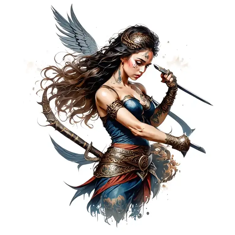 Beautiful Woman Warrior Battling