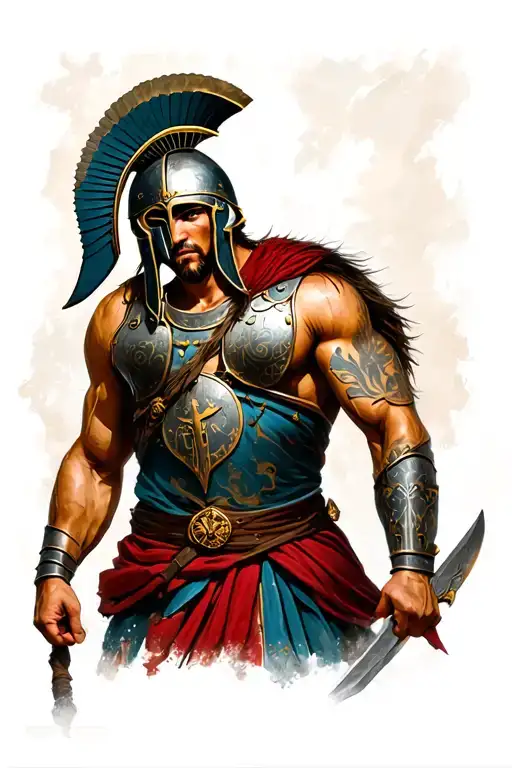 Hurting Spartan Warrior Standing Tall