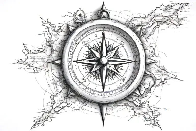 Map With Compass Surrounded