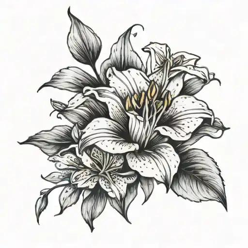 Lily Flower With A Rose Flower