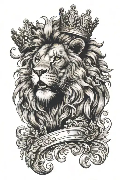 Lion With Baroque Crown Roaring