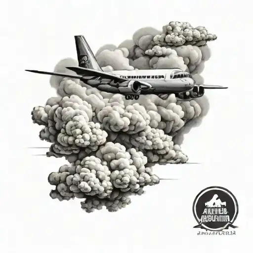 Plane Is Flying Out Of A Cloud Background