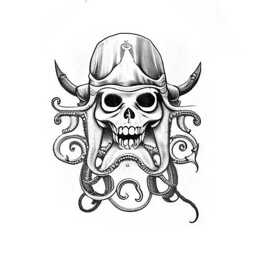 Bad Pirate Octupus With Red Eyes