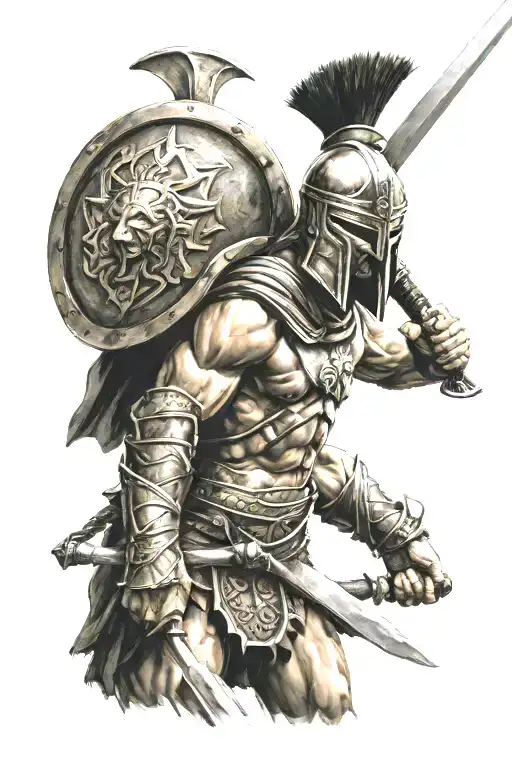 Spartan Warrior Wielding A Sword