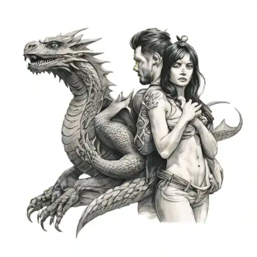 Dragon And Girl Holding