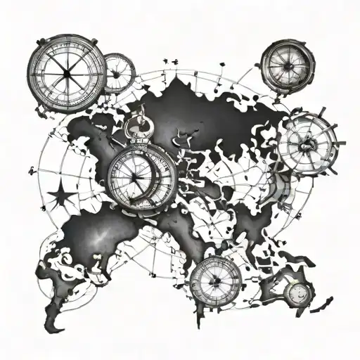 World Map With Compass