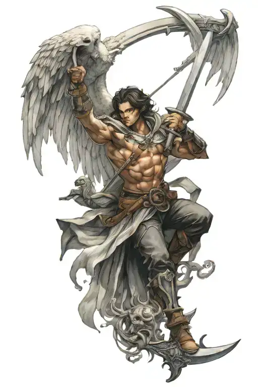 Arch Angel Holding A Sword Fighting Demon Slayer