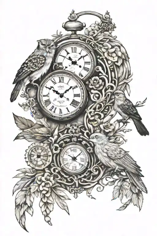 Animals And Clock Surrounded