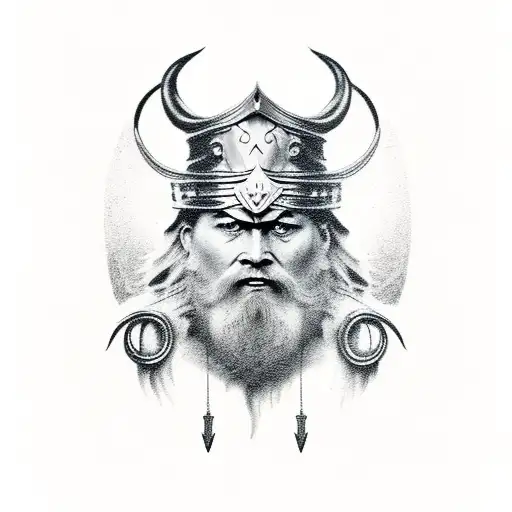 Strong Odin Styled Like A Wizard With 2 Ravens Flying Overhead With Thunder