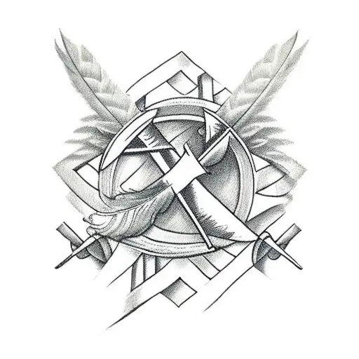 Straight Arrow With Feather And Glyphs