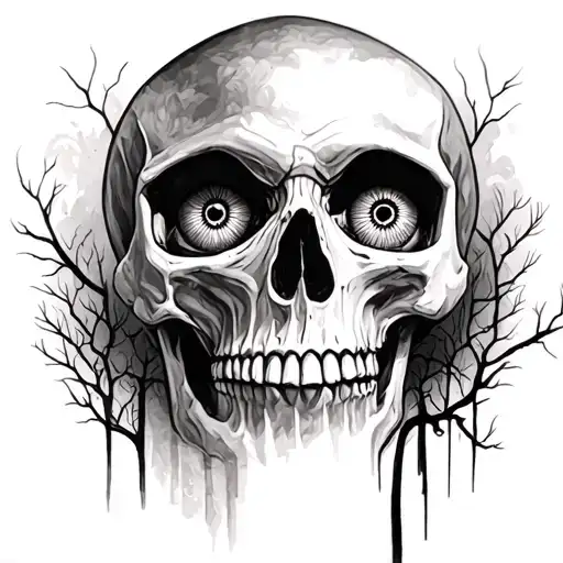 Graveyard With Skull And Ed Eyes