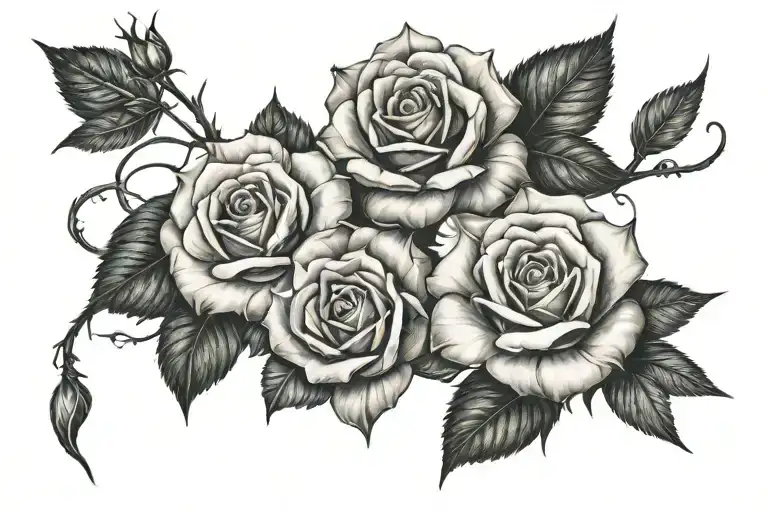 Rose And Six Point Star Symbol Intertwined Roses