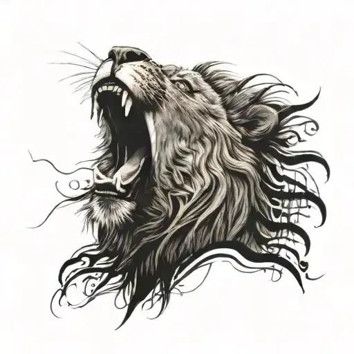 A Roaring Lion With Sound Waves Emanating From Its Mouth