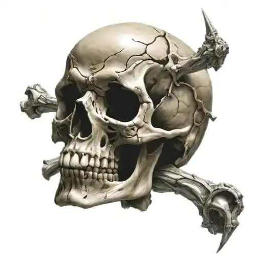 3D Skull Pushing Through Skin