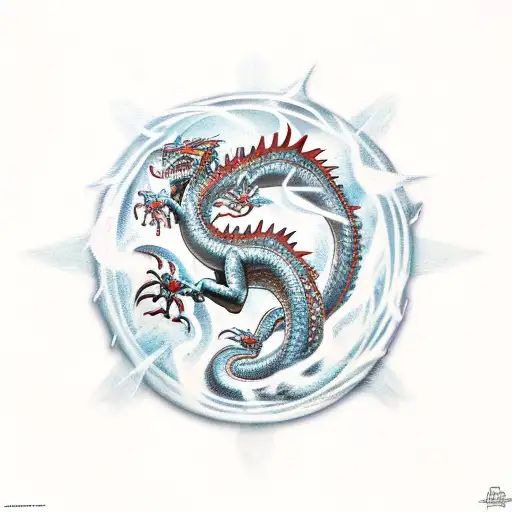 Tow Dragons Of Ice And Fire Figthing