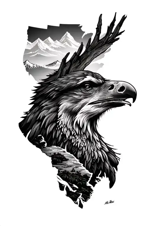 Black And Grey Us National Parks Mashup Tattoo Design