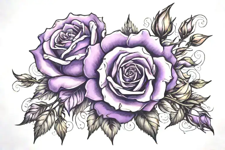 Roses In Purple With Fire