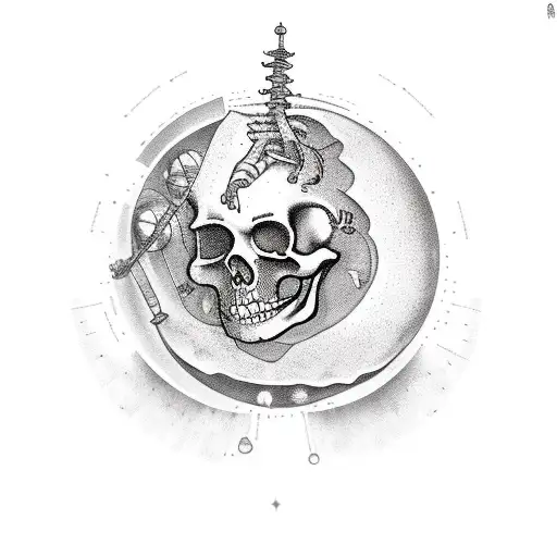 Combine Elements Of History And Science In A Tattoo Featuring A Skeleton Studying Planets