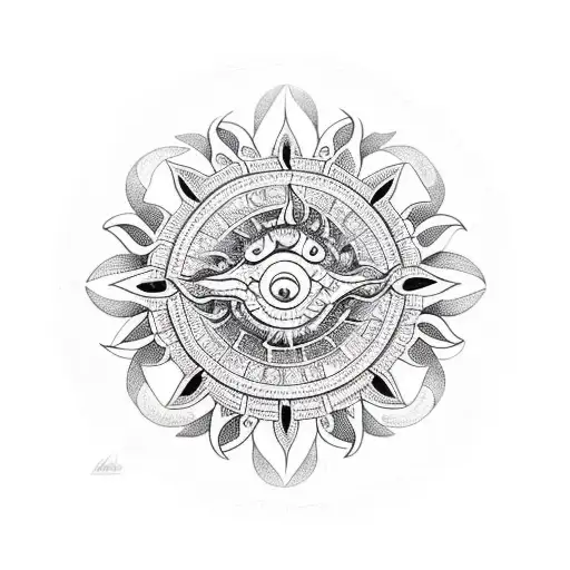 A Protective Sun Symbol Surrounded By A Geometric Mandala