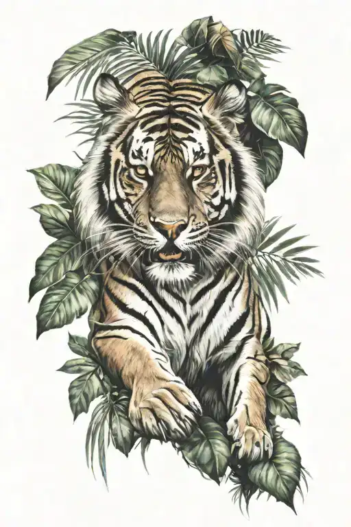 Tigre In Jungle Background