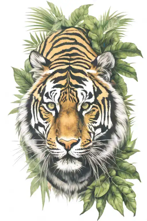 Tigre In Jungle Background