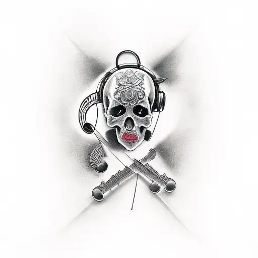 Create A Tattoo That Combines Music And Death Imagery In A Unique Way