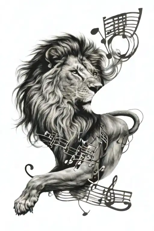 Lion And Music Notes Flowing