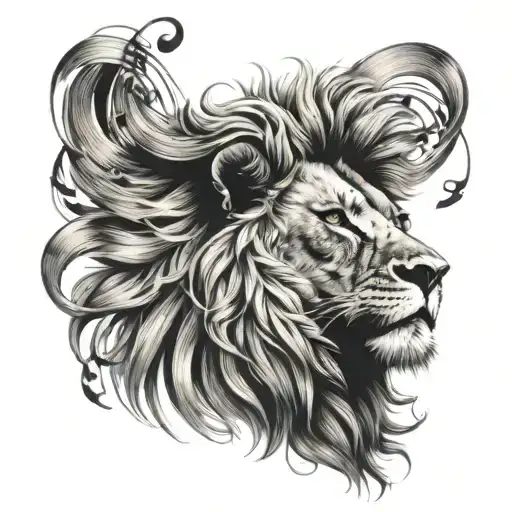 Lion And Music Notes Flowing Hair Made