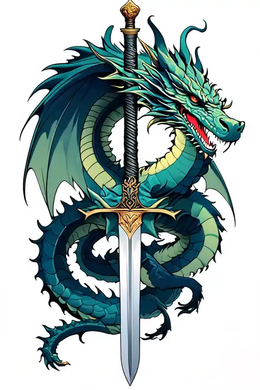 Dragon On A Sword Surrounded