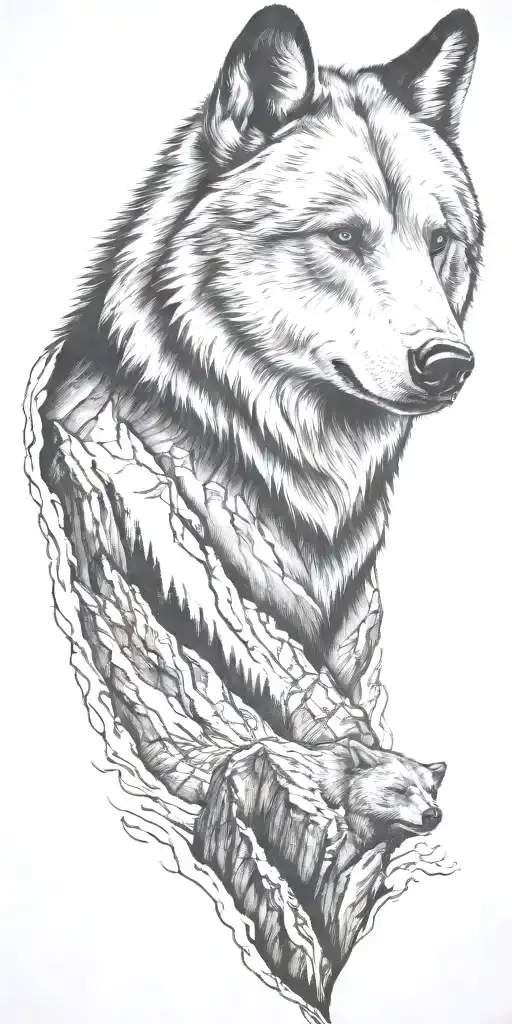 Mountain Range With Bear Head