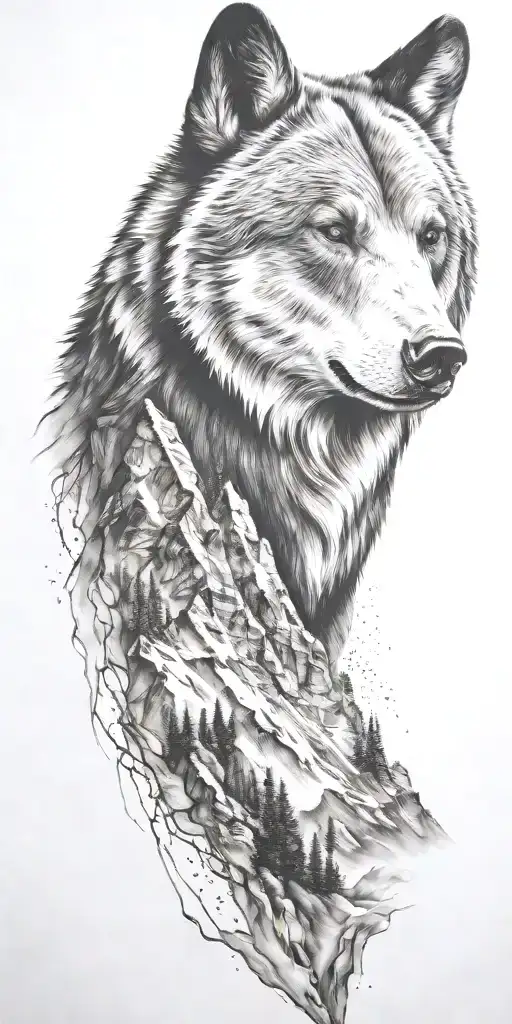 Mountain Range With Bear Head