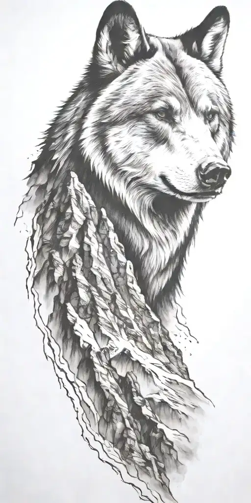 Mountain Range With Bear Head Surrounded