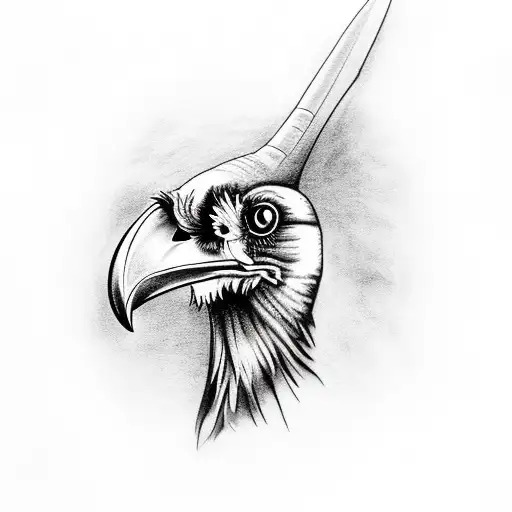 Realistic Raven With 3 Human Skulls On Its Legs