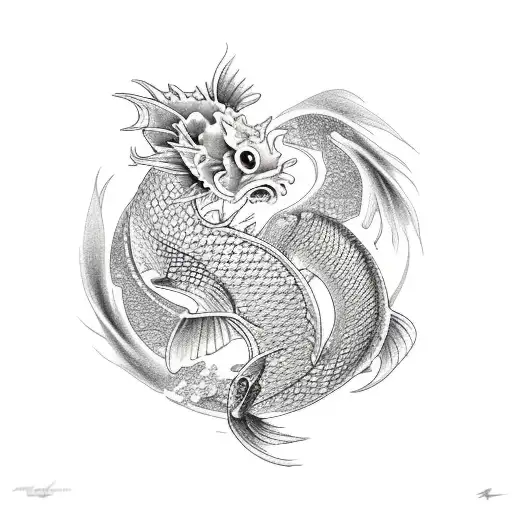 Carp Koi And Dragon