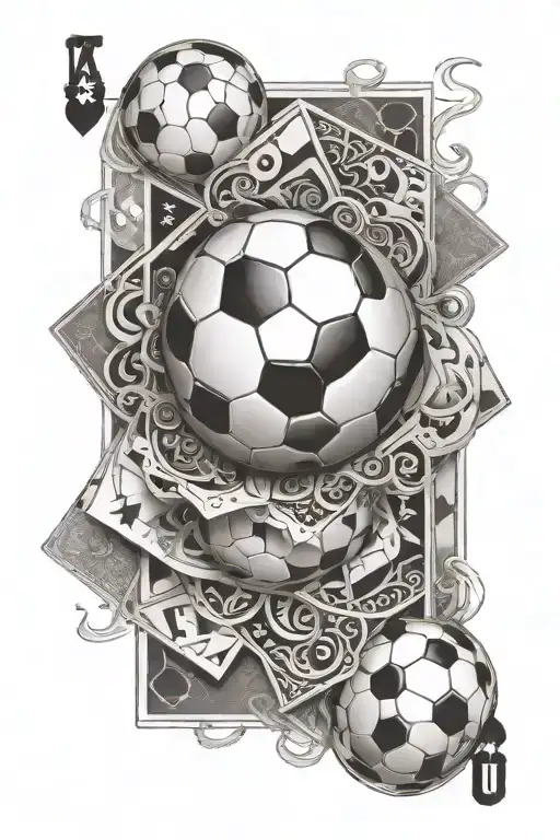 A Soccer Ball Morphing Into A Deck Of Cards With Geometric Patterns