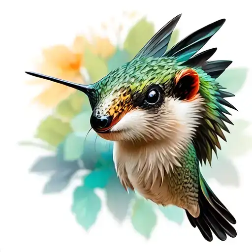 Feminine Honeybadger With Hummingbird