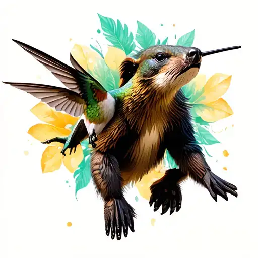 Honeybadger Walking With Hummingbird