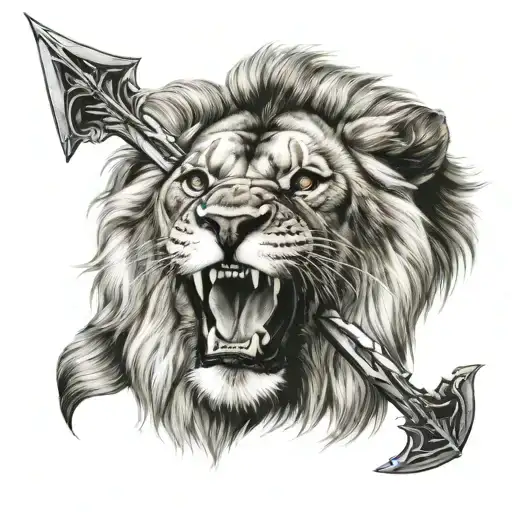 Lion With Arrow In Mouth