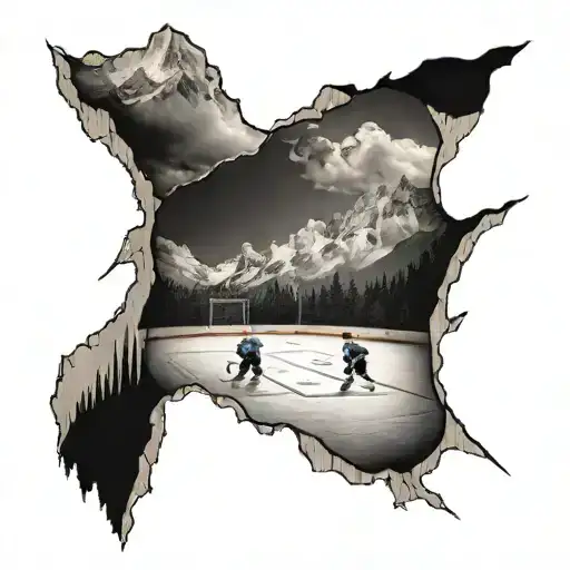 Outdoor Hockey Rink In Mountains