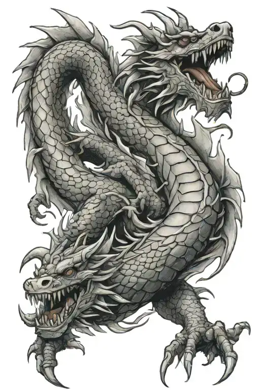 Japan Dragon With Knife Cutting