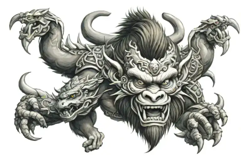 Monkey King With Two Dragons