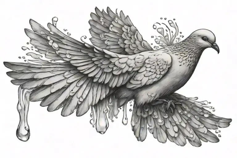 A Dove With Outstretched Wings Made Of Rain