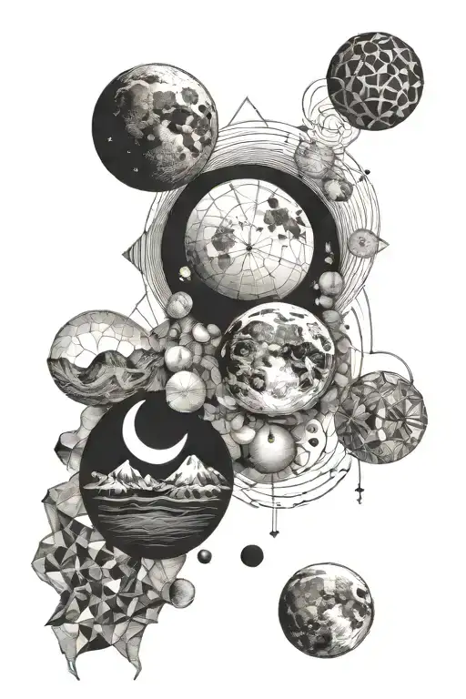 Moons In Different And Geometrical Shapes Between Them