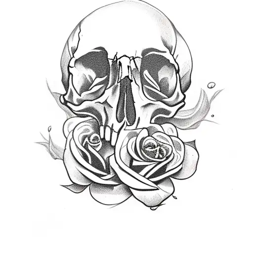 Skull With Bloody Black Roses