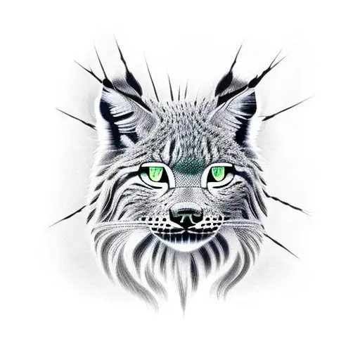 Black And White Lynx With Emerald Colour Eyes
