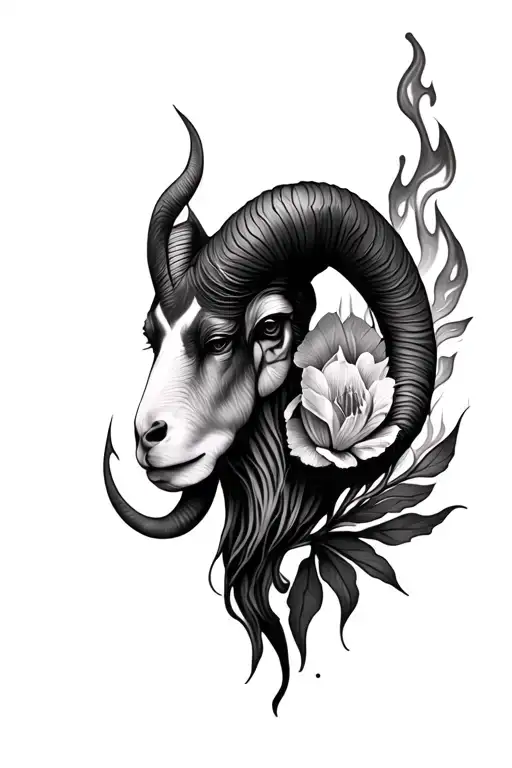 Aries Fire Flowers Fine Lines